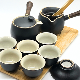 Black Matte Travel Set with Tray (Blue Case) Teaware product image from Hemp & Tea Company