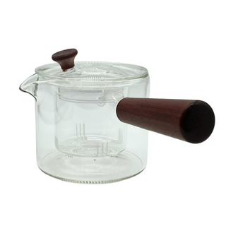 Glass Pot with Wood Side Handle