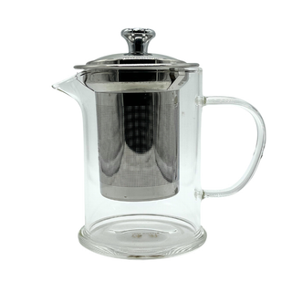 Modern Cylinder Pot (Glass and Stainless Steel)