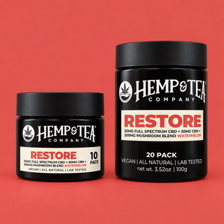 Restore Watermelon Gummies 50mg Full Spectrum CBD + 50mg CBN + 300mg Mushroom Blend